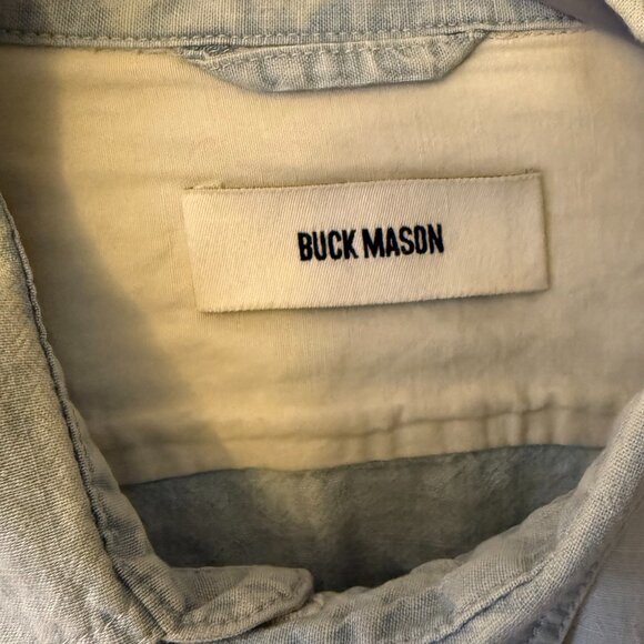 Buck Mason Men's Light Wash Denim Long Two Pocket Sleeve Shirt XS - Picture 4 of 4